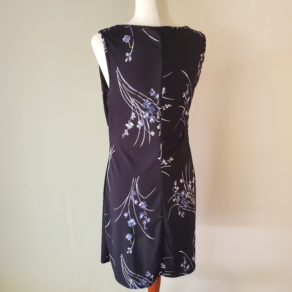 Vintage Sleeveless Floral 90s Black Dress Knapp Studio Size Large - Picture 6 of 13